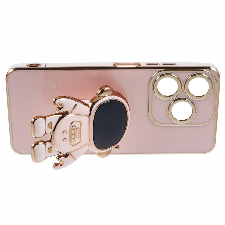 For TECNO Spark 10C 4G / Spark 10 4G Case Electroplating Edge TPU Phone Cover Astronaut Folding Bracket - Pink