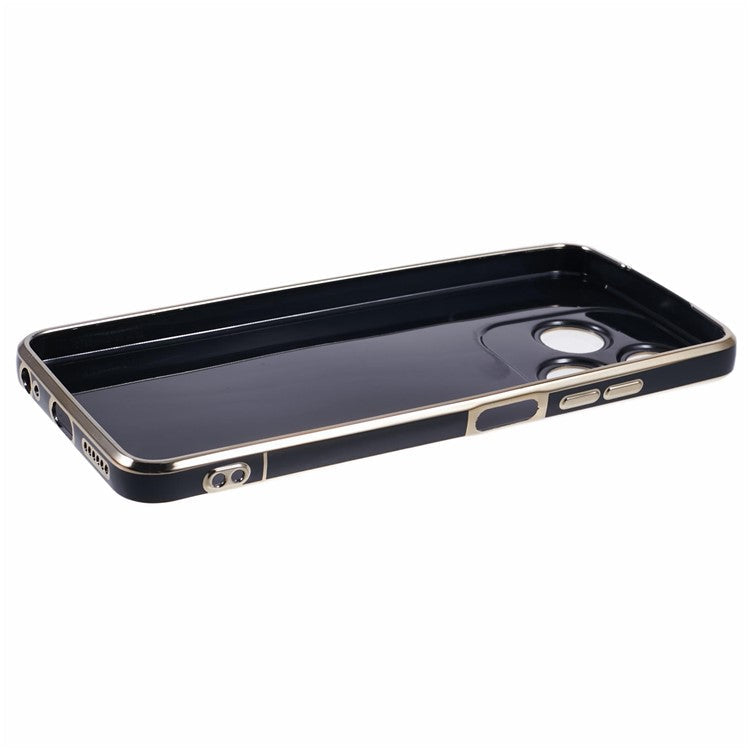 For TECNO Spark 10C 4G / Spark 10 4G Case Electroplating Edge TPU Phone Cover Astronaut Folding Bracket - Black