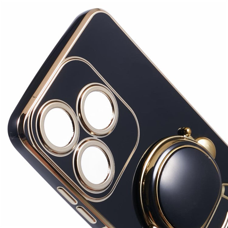 For TECNO Spark 10C 4G / Spark 10 4G Case Electroplating Edge TPU Phone Cover Astronaut Folding Bracket - Black