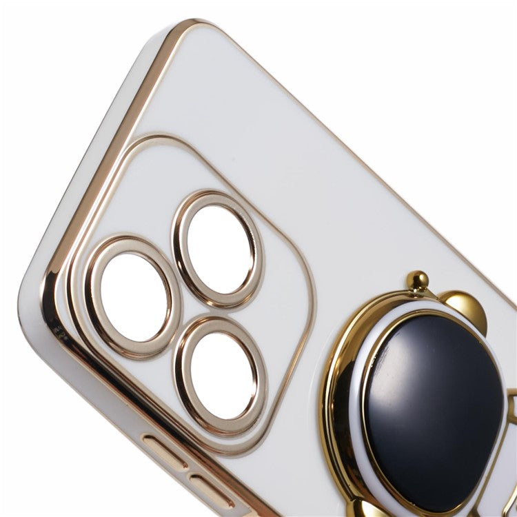 For TECNO Spark 10C 4G / Spark 10 4G Case Electroplating Edge TPU Phone Cover Astronaut Folding Bracket - White