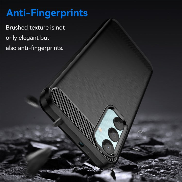 For Samsung Galaxy M15 5G / F15 5G Brushed Case Carbon Fiber Texture TPU Phone Cover - Black