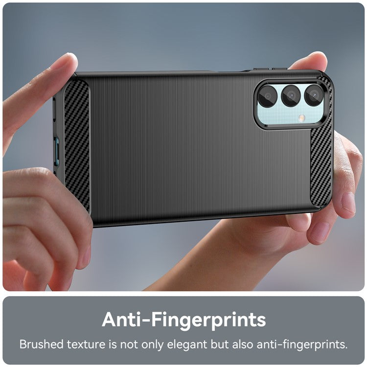 For Samsung Galaxy M15 5G / F15 5G Brushed Case Carbon Fiber Texture TPU Phone Cover - Black