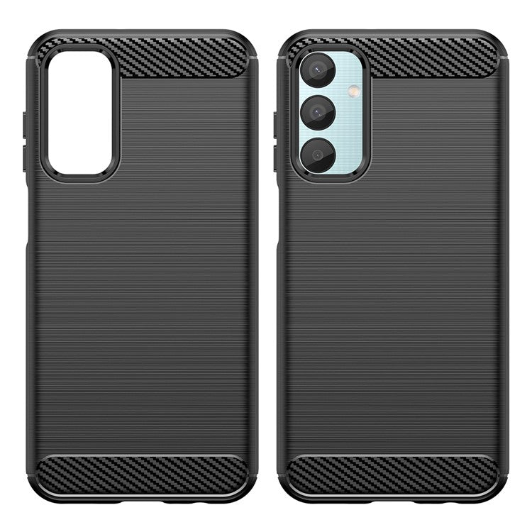 For Samsung Galaxy M15 5G / F15 5G Brushed Case Carbon Fiber Texture TPU Phone Cover - Black
