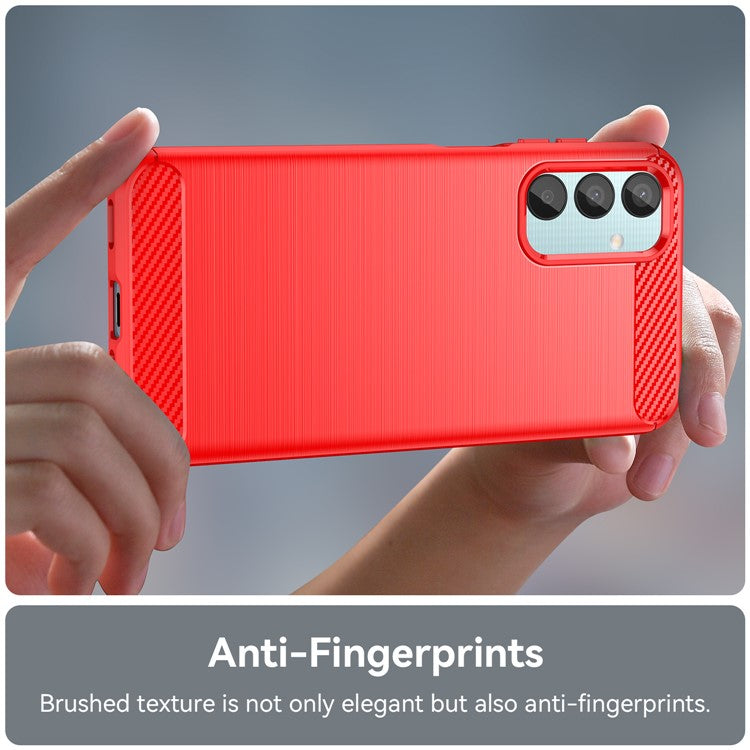 For Samsung Galaxy M15 5G / F15 5G Brushed Case Carbon Fiber Texture TPU Phone Cover - Red