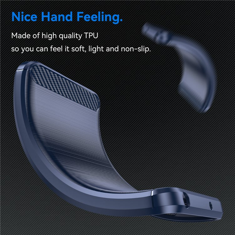 For Samsung Galaxy M15 5G / F15 5G Brushed Case Carbon Fiber Texture TPU Phone Cover - Blue