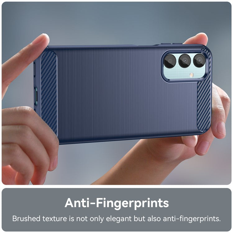 For Samsung Galaxy M15 5G / F15 5G Brushed Case Carbon Fiber Texture TPU Phone Cover - Blue