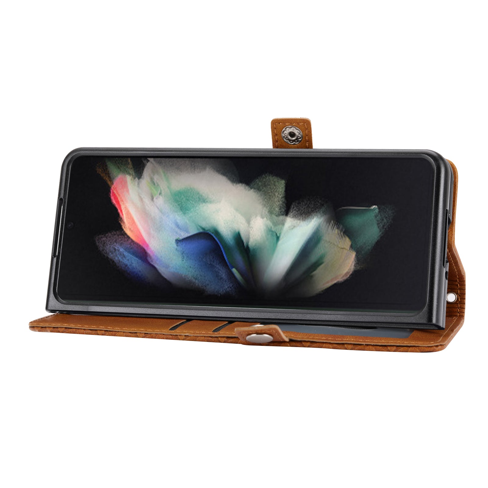 For Samsung Galaxy Z Fold6 5G Wallet Case Calf Texture PU Leather Phone Cover with Shoulder Strap - Yellow