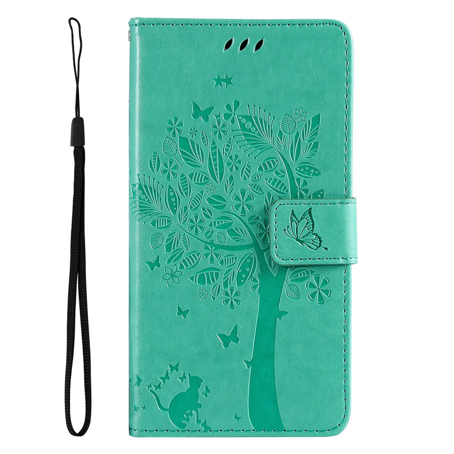 KT Imprinting Flower Series-3 For vivo S19 5G / V40 5G Leather Phone Case Cat Tree Pattern - Green