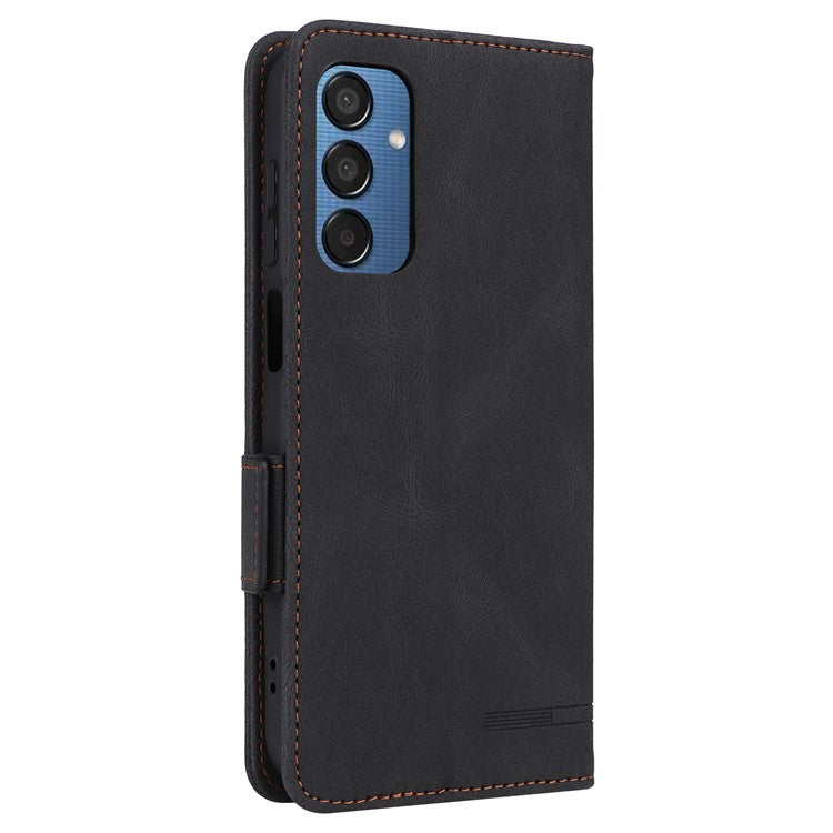 For Samsung Galaxy F15 5G / M15 5G Case Leather Wallet Phone Cover Hardware Decor - Black