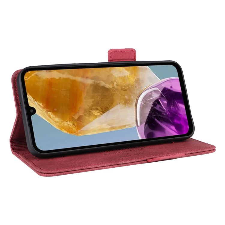 For Samsung Galaxy F15 5G / M15 5G Case Leather Wallet Phone Cover Hardware Decor - Rose