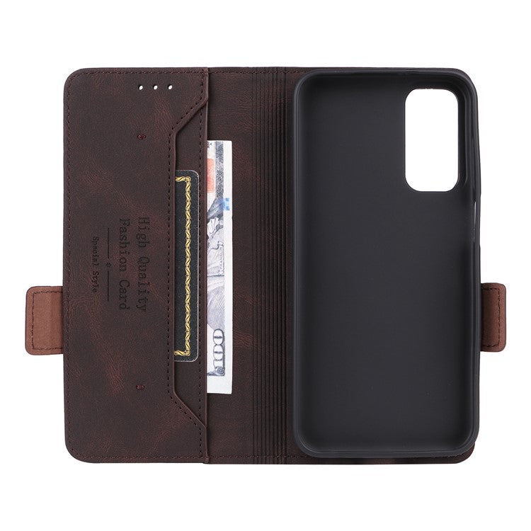 For Samsung Galaxy F15 5G / M15 5G Case Leather Wallet Phone Cover Hardware Decor - Coffee
