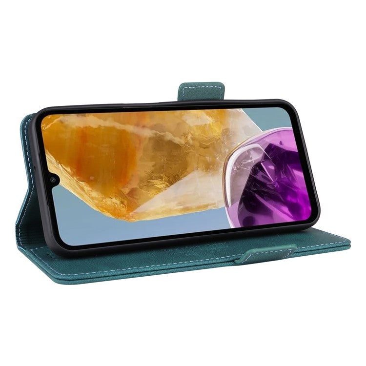 For Samsung Galaxy F15 5G / M15 5G Case Leather Wallet Phone Cover Hardware Decor - Blue