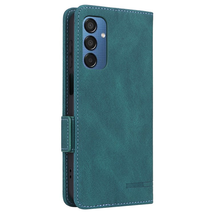 For Samsung Galaxy F15 5G / M15 5G Case Leather Wallet Phone Cover Hardware Decor - Blue