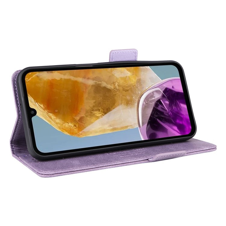 For Samsung Galaxy F15 5G / M15 5G Case Leather Wallet Phone Cover Hardware Decor - Purple