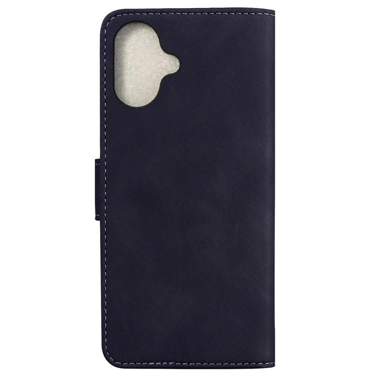 For iPhone 16 Plus Case Solid Color PU Leather Stand Phone Cover - Black