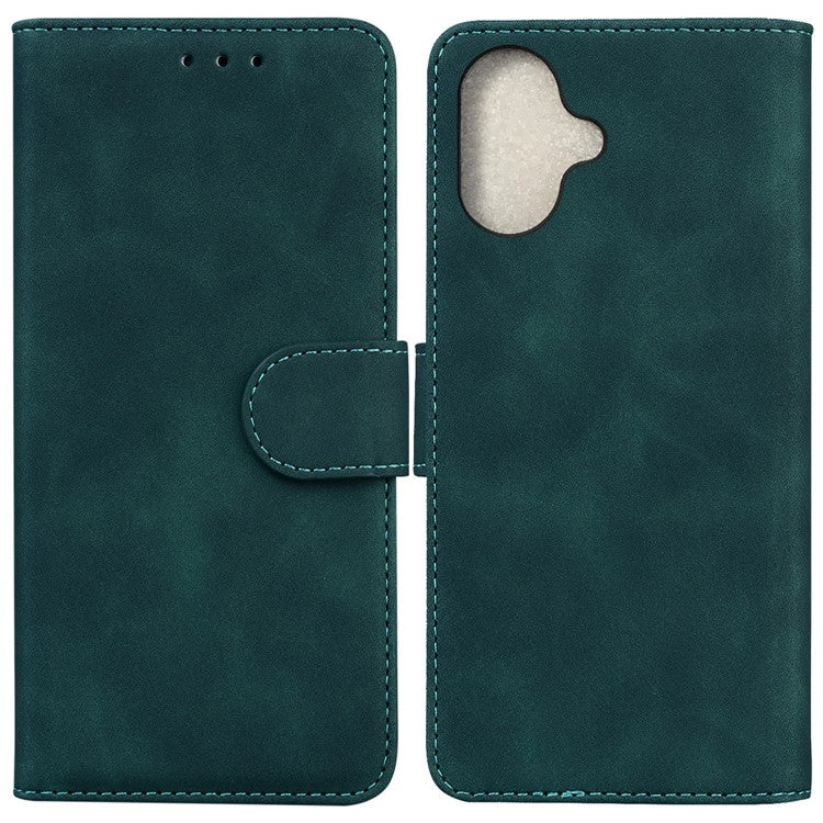 For iPhone 16 Plus Case Solid Color PU Leather Stand Phone Cover - Green