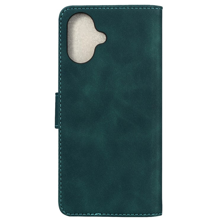 For iPhone 16 Plus Case Solid Color PU Leather Stand Phone Cover - Green