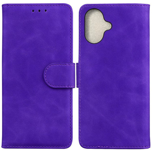 For iPhone 16 Plus Case Solid Color PU Leather Stand Phone Cover - Purple