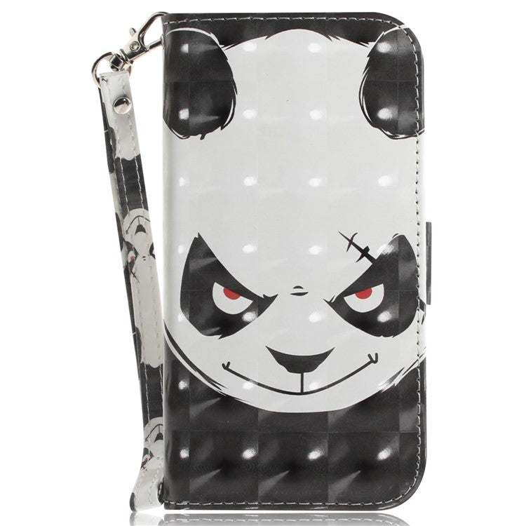 For iPhone 16 Plus Wallet Case 3D Pattern Print Leather Phone Cover - Angry Panda