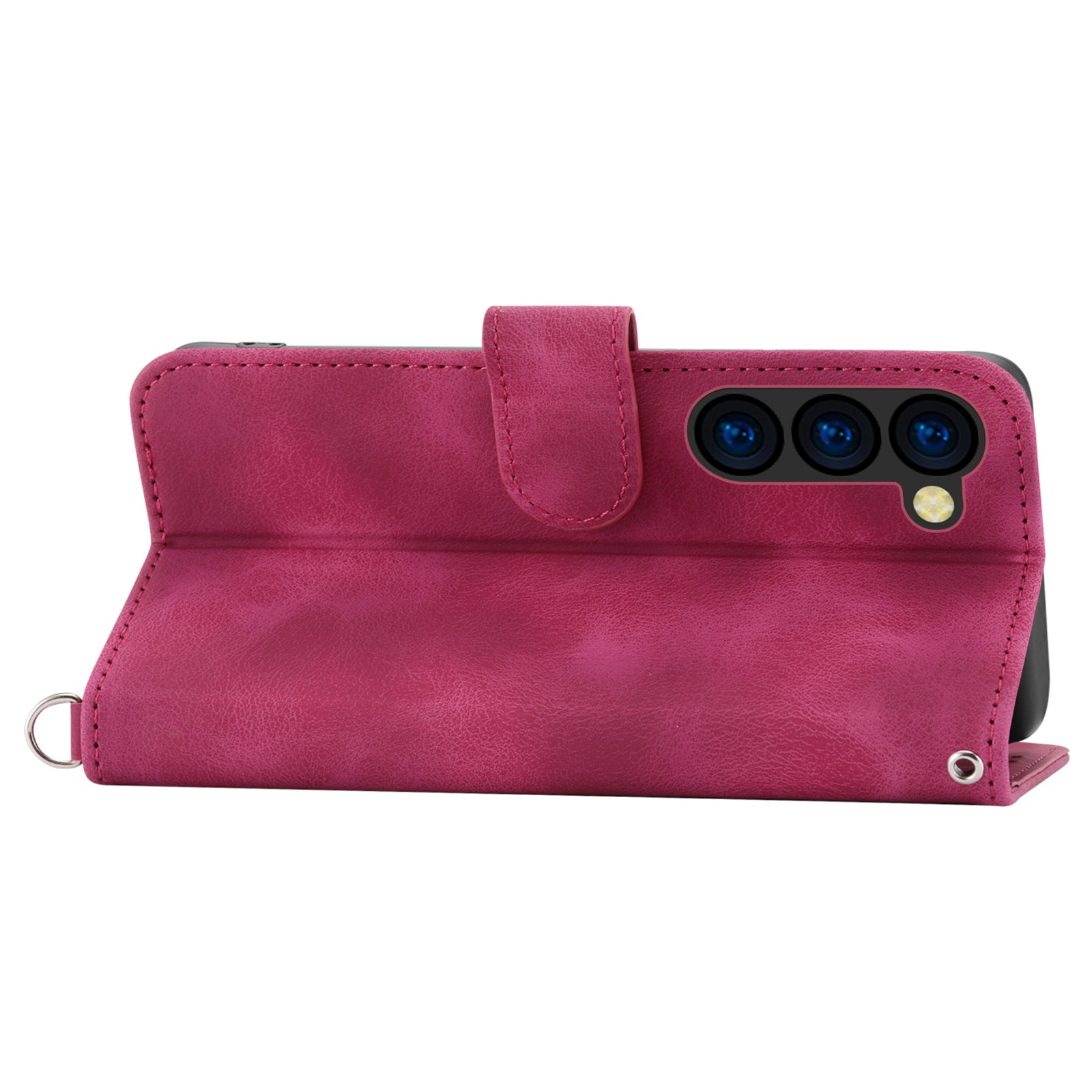 For Samsung Galaxy Z Fold6 5G Leather Case Multiple Card Slots Phone Cover with 2 Straps - Wine Red