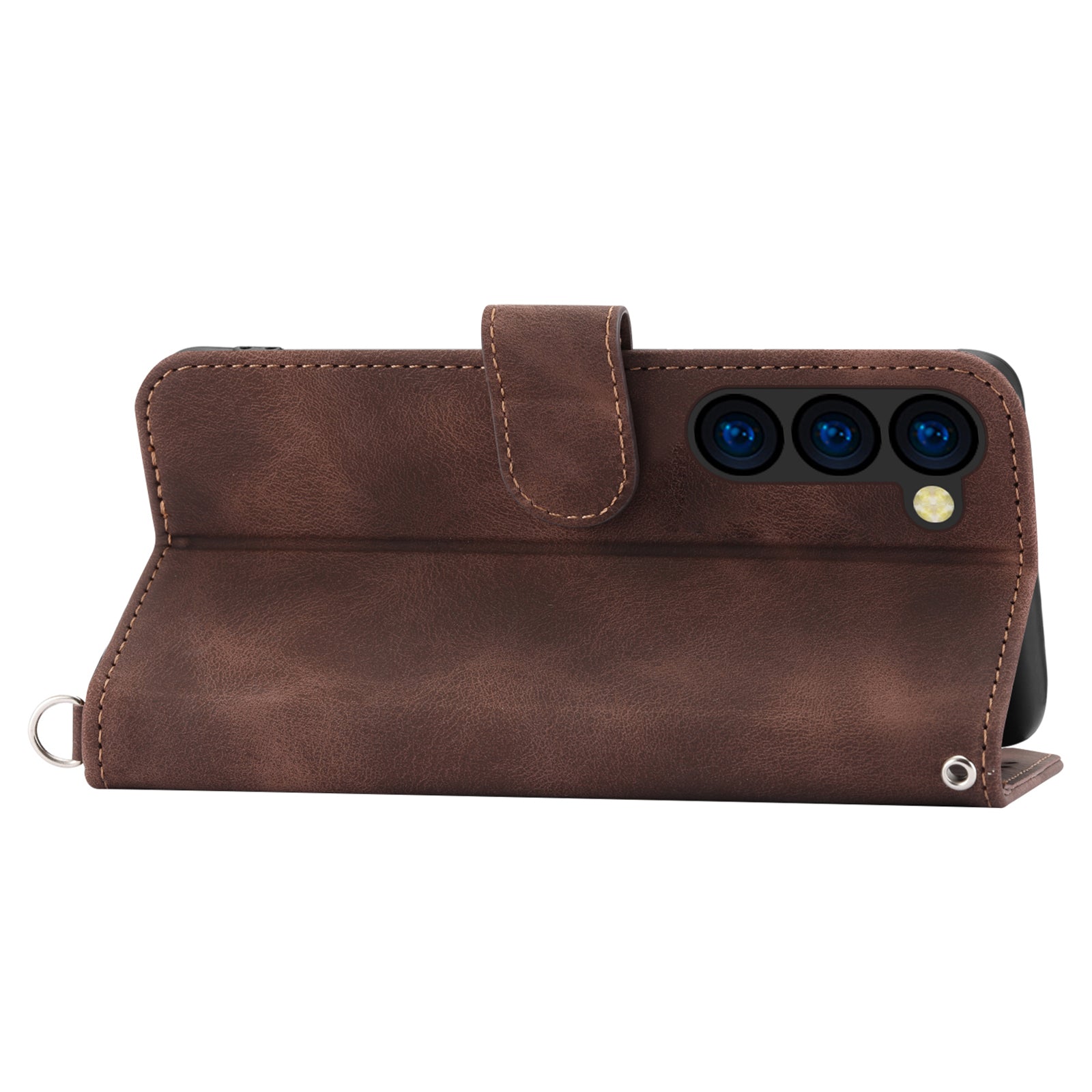 For Samsung Galaxy Z Fold6 5G Leather Case Multiple Card Slots Phone Cover with 2 Straps - Brown