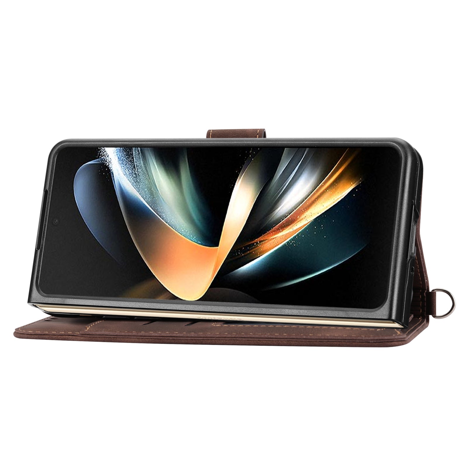 For Samsung Galaxy Z Fold6 5G Leather Case Multiple Card Slots Phone Cover with 2 Straps - Brown