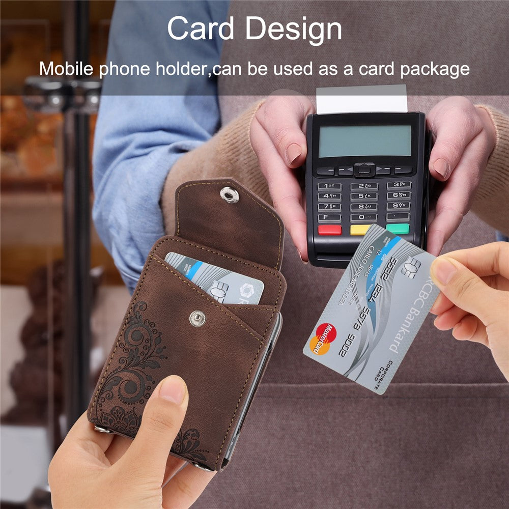 For Samsung Galaxy Z Flip7 FE 5G / Z Flip6 5G Leather Case Multiple Card Slots Phone Cover with Shoulder Strap - Brown