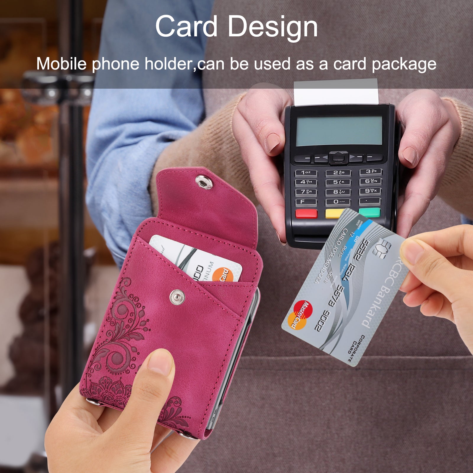 For Samsung Galaxy Z Flip6 5G Leather Case Multiple Card Slots Phone Cover with Shoulder Strap - Wine Red