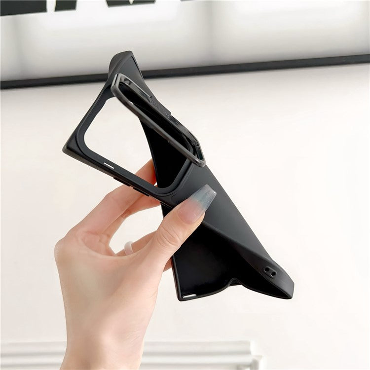 For Samsung Galaxy A15 4G / 5G TPU Phone Case with Lens Frame Kickstand - Light Pink