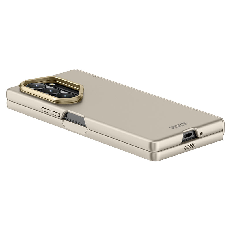 For Samsung Galaxy Z Fold6 5G Case PC Hard Phone Cover with Anti-spy Film, Lesn Frame Kickstand - Titanium Grey
