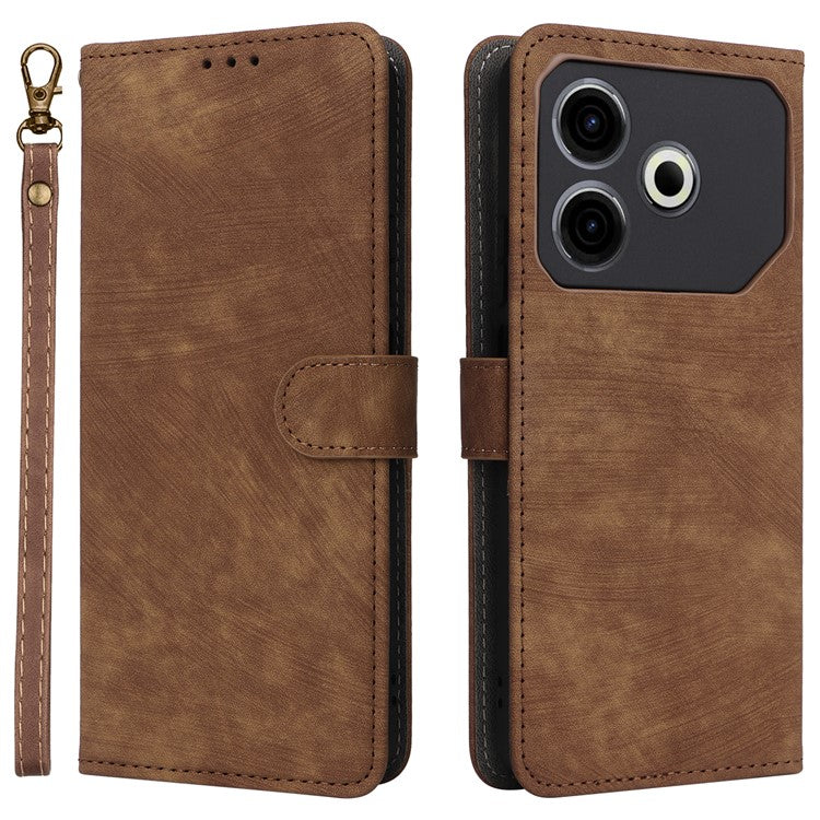 For TECNO Pova 6 Neo Case RFID Blocking PU Leather Wallet Stand Phone Cover - Brown