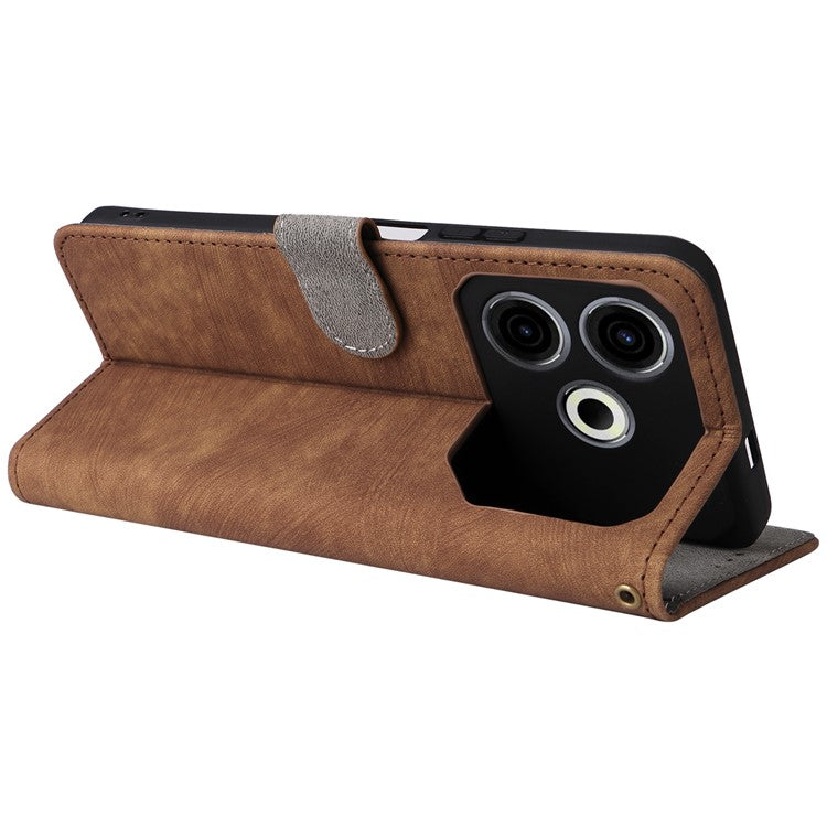 For TECNO Pova 6 Neo Case RFID Blocking PU Leather Wallet Stand Phone Cover - Brown