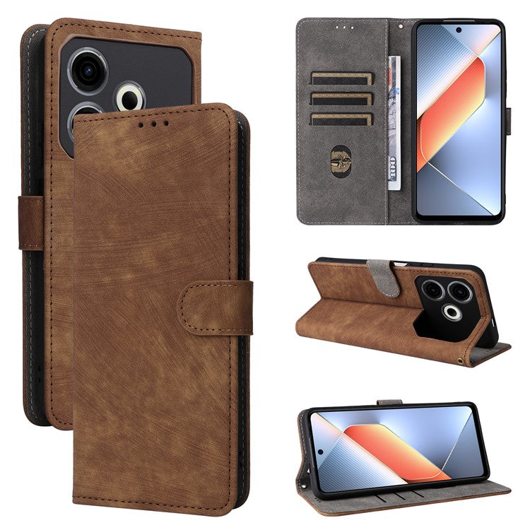 For TECNO Pova 6 Neo Case RFID Blocking PU Leather Wallet Stand Phone Cover - Brown