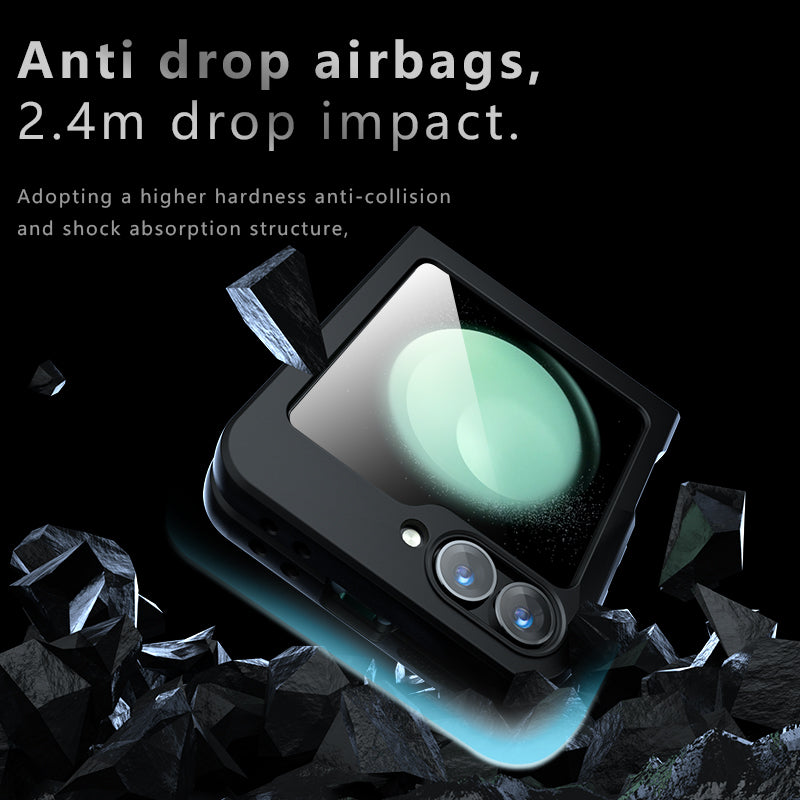 For Samsung Galaxy Z Flip6 5G Shockproof Case TPU+PC Phone Cover - Transparent Black