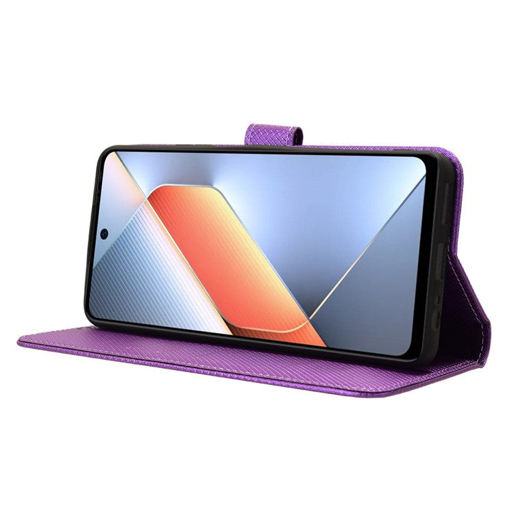 For TECNO Pova 6 Neo Case PU Leather Diamond Texture Protective Phone Cover - Purple