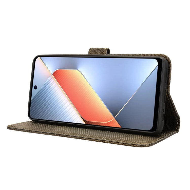 For TECNO Pova 6 Neo Case PU Leather Diamond Texture Protective Phone Cover - Grey