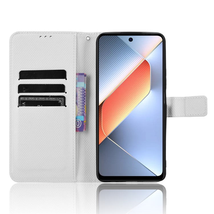 For TECNO Pova 6 Neo Case PU Leather Diamond Texture Protective Phone Cover - White