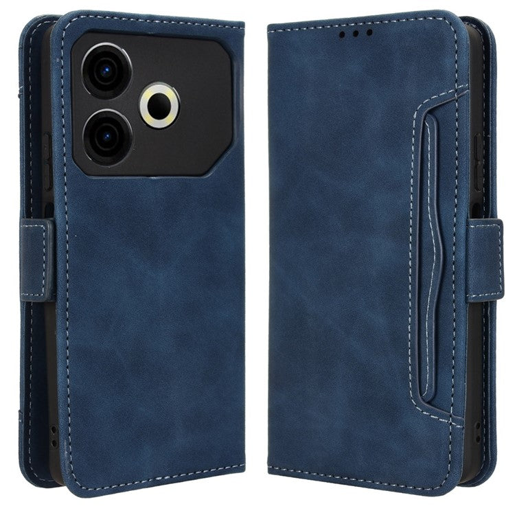 For TECNO Pova 6 Neo Case Multiple Card Slots Leather Stand Phone Cover - Blue