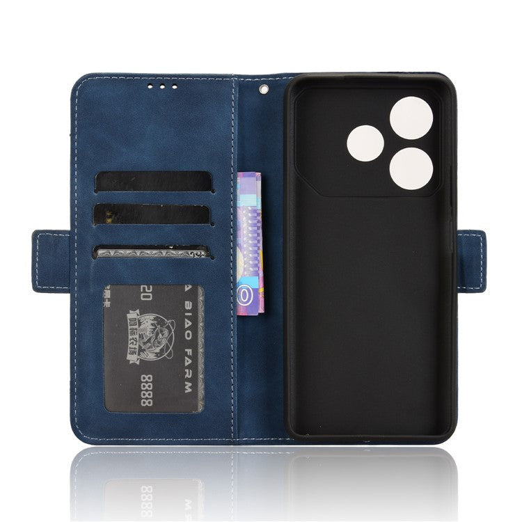 For TECNO Pova 6 Neo Case Multiple Card Slots Leather Stand Phone Cover - Blue