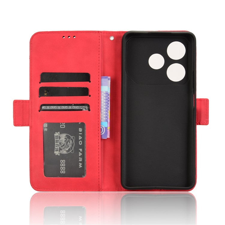 For TECNO Pova 6 Neo Case Multiple Card Slots Leather Stand Phone Cover - Red