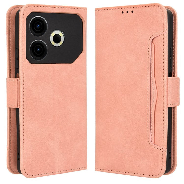 For TECNO Pova 6 Neo Case Multiple Card Slots Leather Stand Phone Cover - Pink