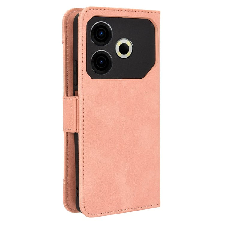 For TECNO Pova 6 Neo Case Multiple Card Slots Leather Stand Phone Cover - Pink