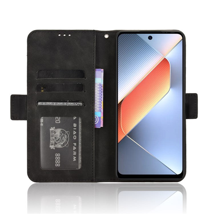 For TECNO Pova 6 Neo Case Multiple Card Slots Leather Stand Phone Cover - Black