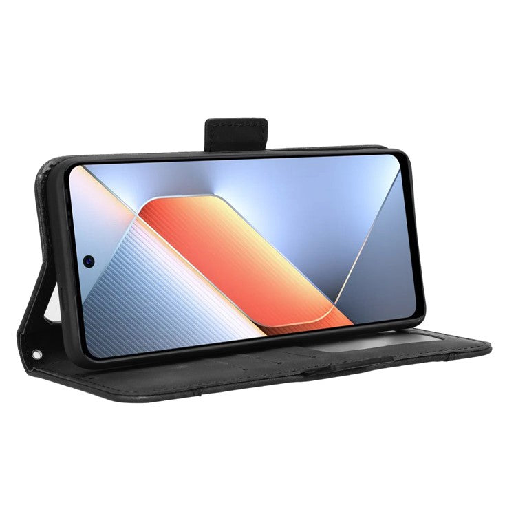 For TECNO Pova 6 Neo Case Multiple Card Slots Leather Stand Phone Cover - Black