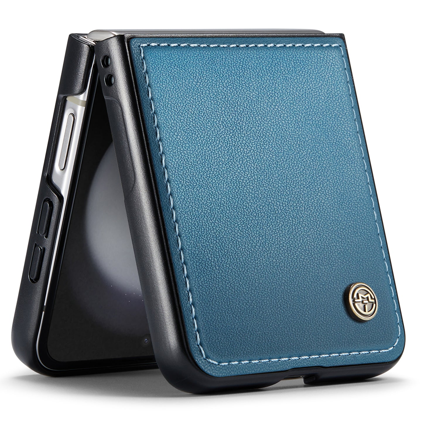 CASEME 023 Series For Samsung Galaxy Z Flip6 5G Case Litchi Texture Leather+PC Phone Cover - Blue