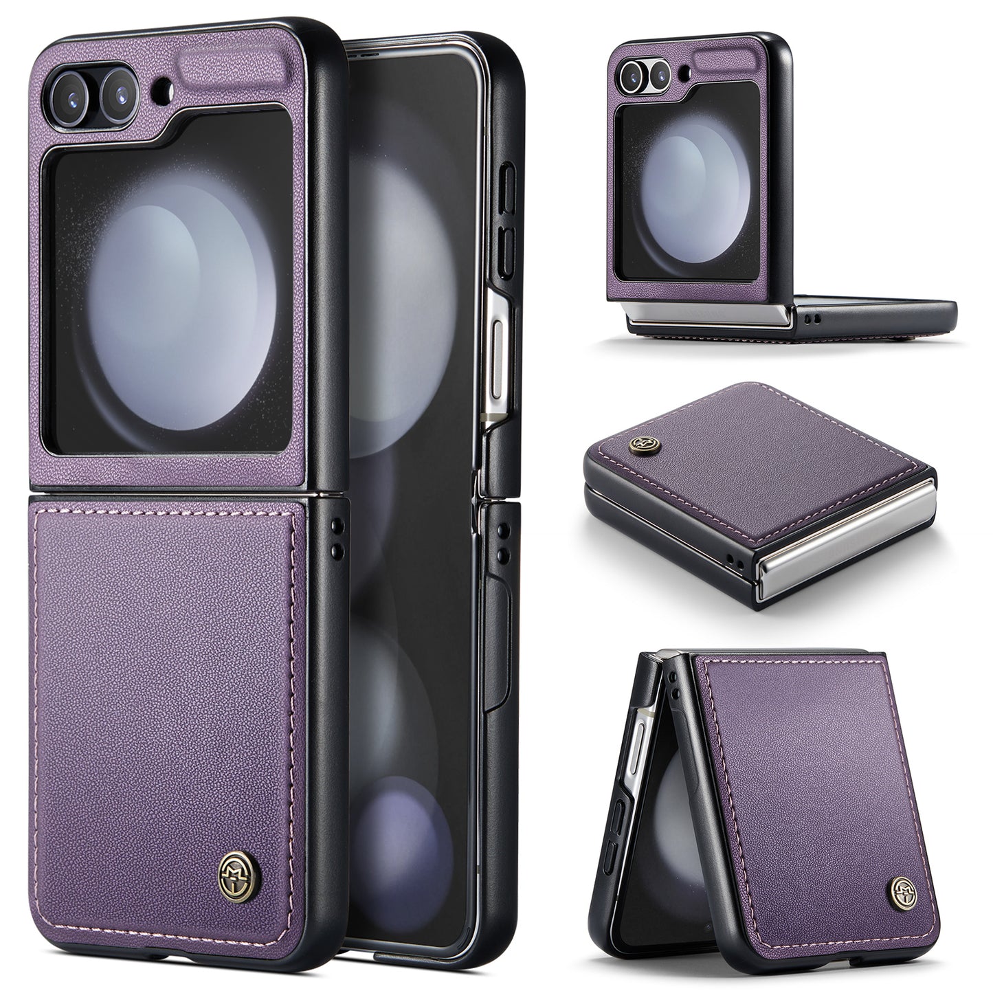 CASEME 023 Series For Samsung Galaxy Z Flip6 5G Case Litchi Texture Leather+PC Phone Cover - Purple