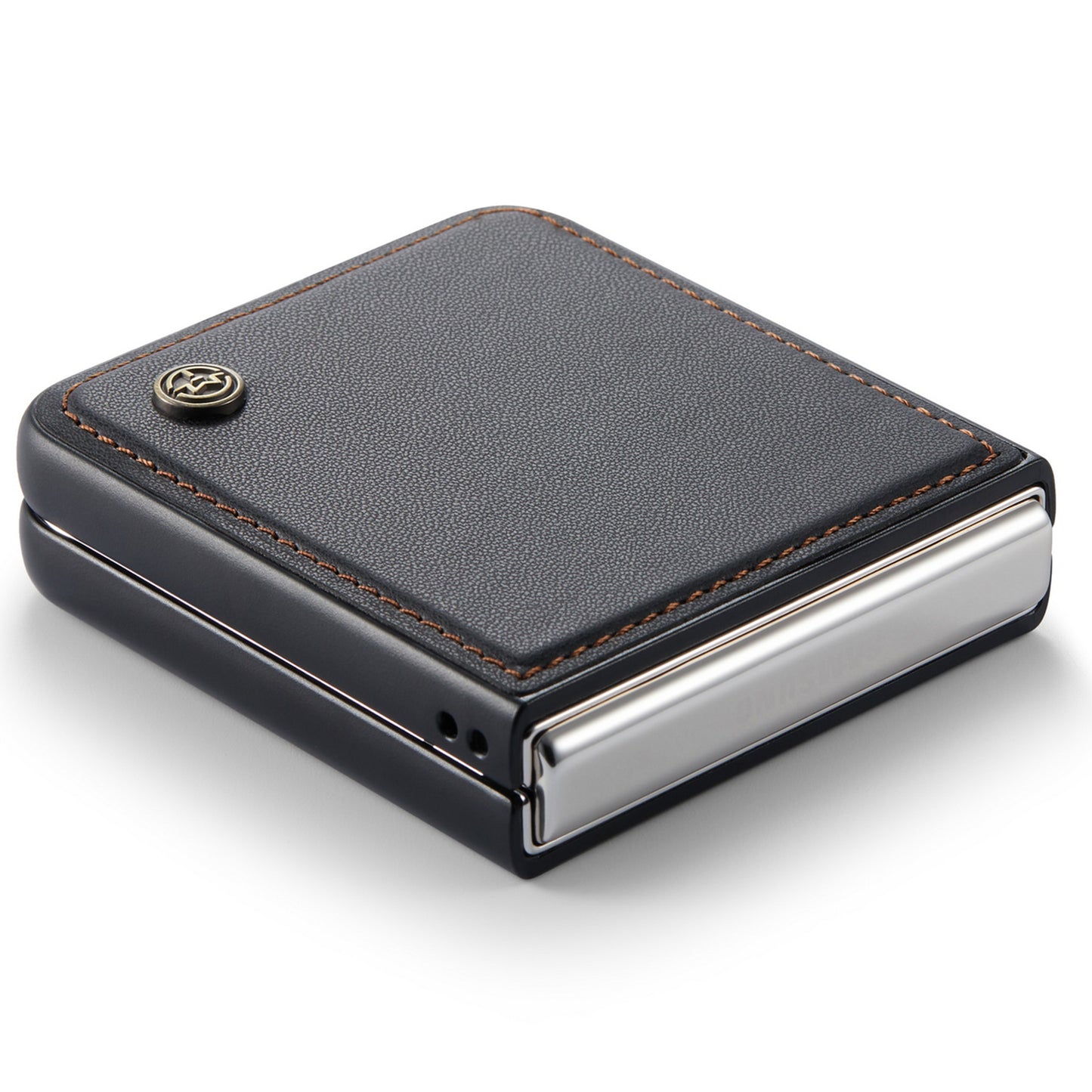 CASEME 023 Series For Samsung Galaxy Z Flip6 5G Case Litchi Texture Leather+PC Phone Cover - Black