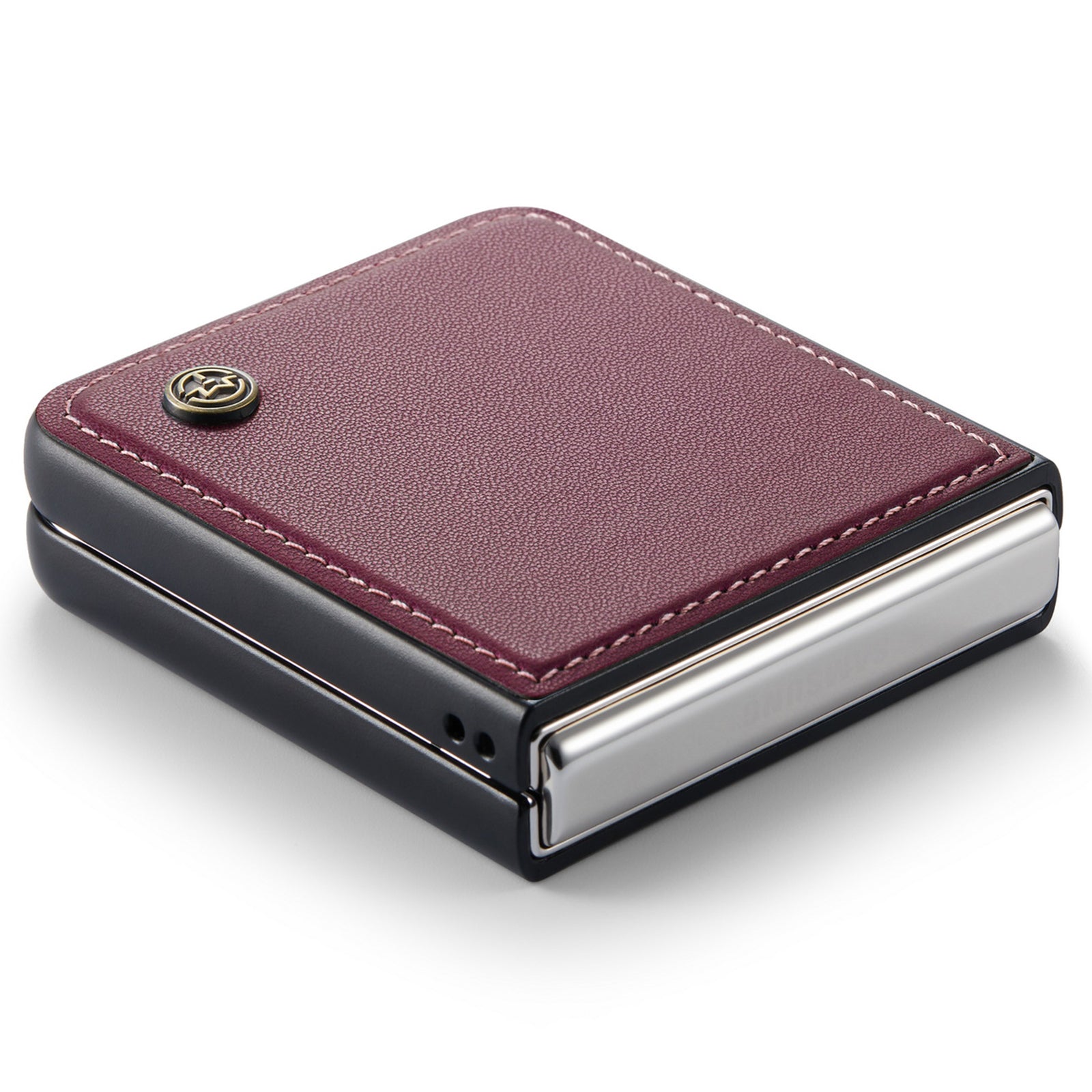 CASEME 023 Series For Samsung Galaxy Z Flip6 5G Case Litchi Texture Leather+PC Phone Cover - Wine Red