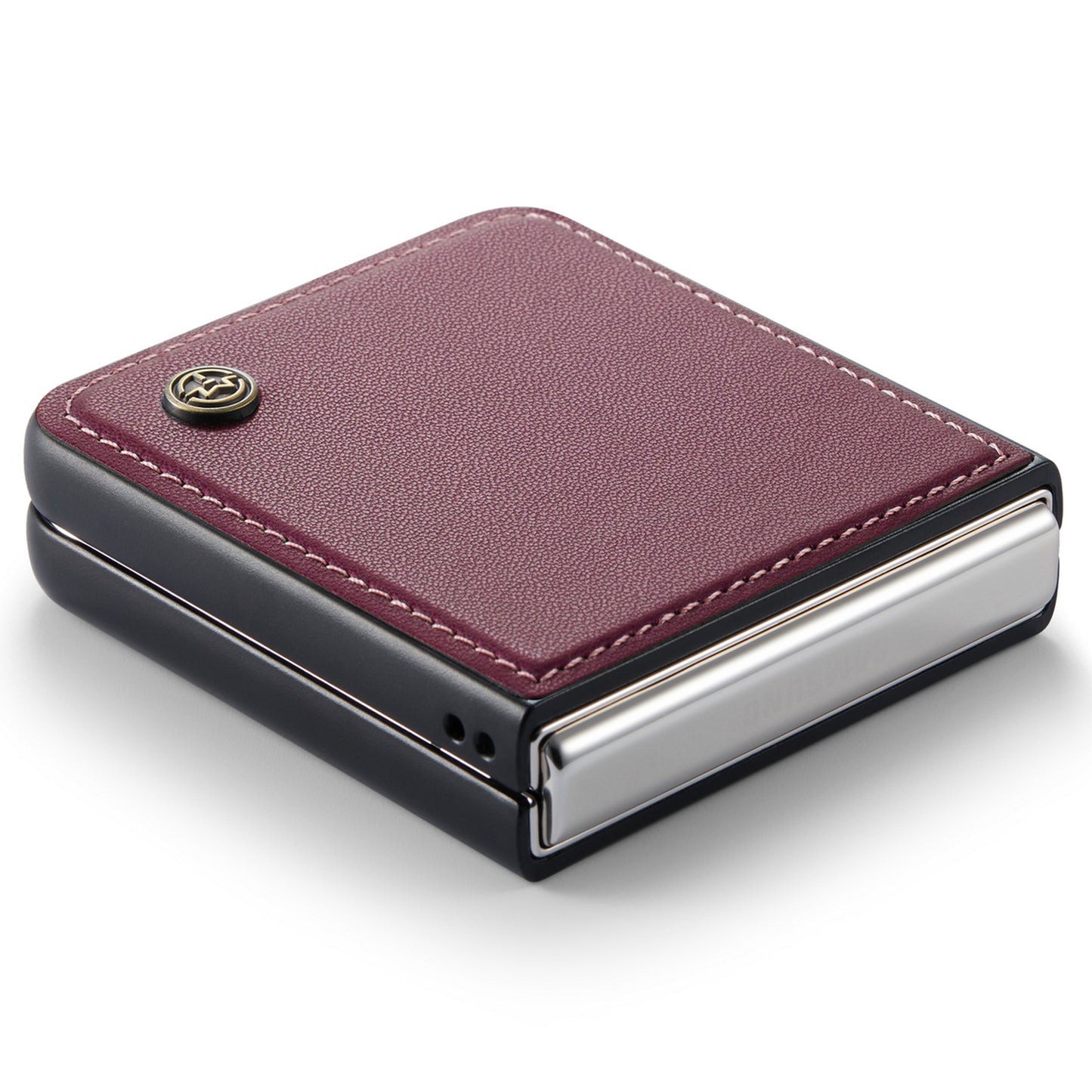 CASEME 023 Series For Samsung Galaxy Z Flip6 5G Case Litchi Texture Leather+PC Phone Cover - Wine Red