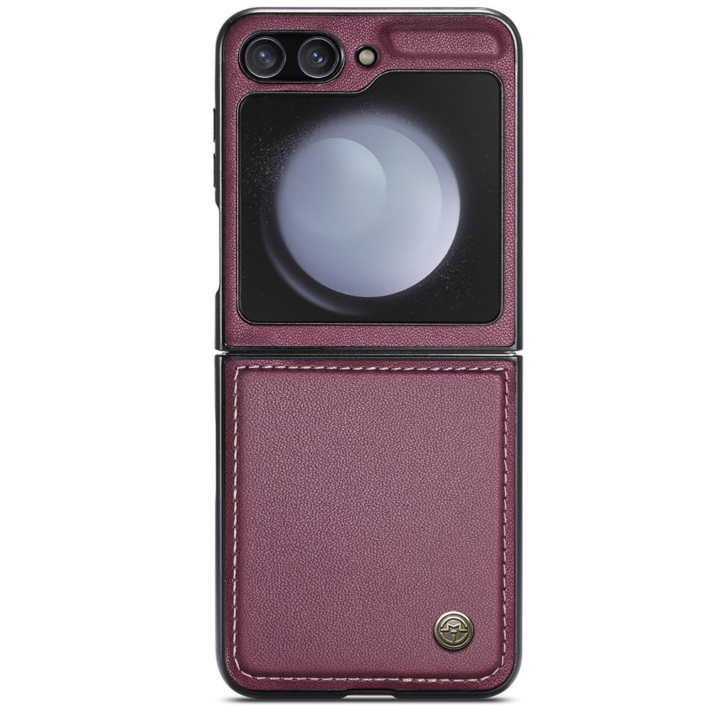 CASEME 023 Series For Samsung Galaxy Z Flip7 FE 5G / Z Flip6 5G Case Litchi Texture Leather+PC Phone Cover - Wine Red